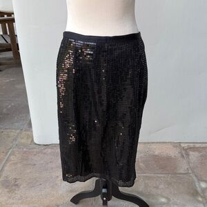PLENTY by Tracy Reese Black Sequin Pencil Skirt Knee Length Size 8 Medium